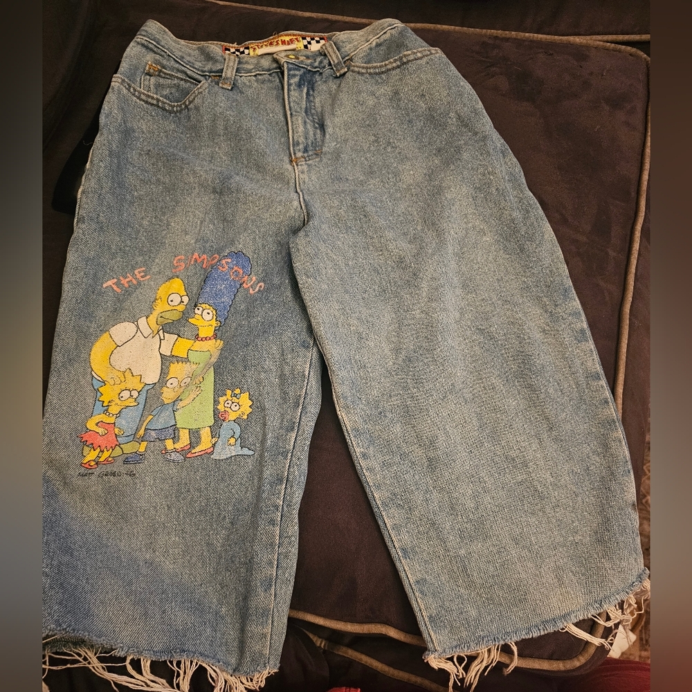 90s Vintage Simpsons Denim Jeans with Cartoon Print